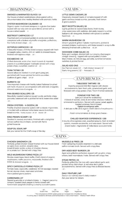 LUNCH MENU | Dockside Restaurant in Vancouver