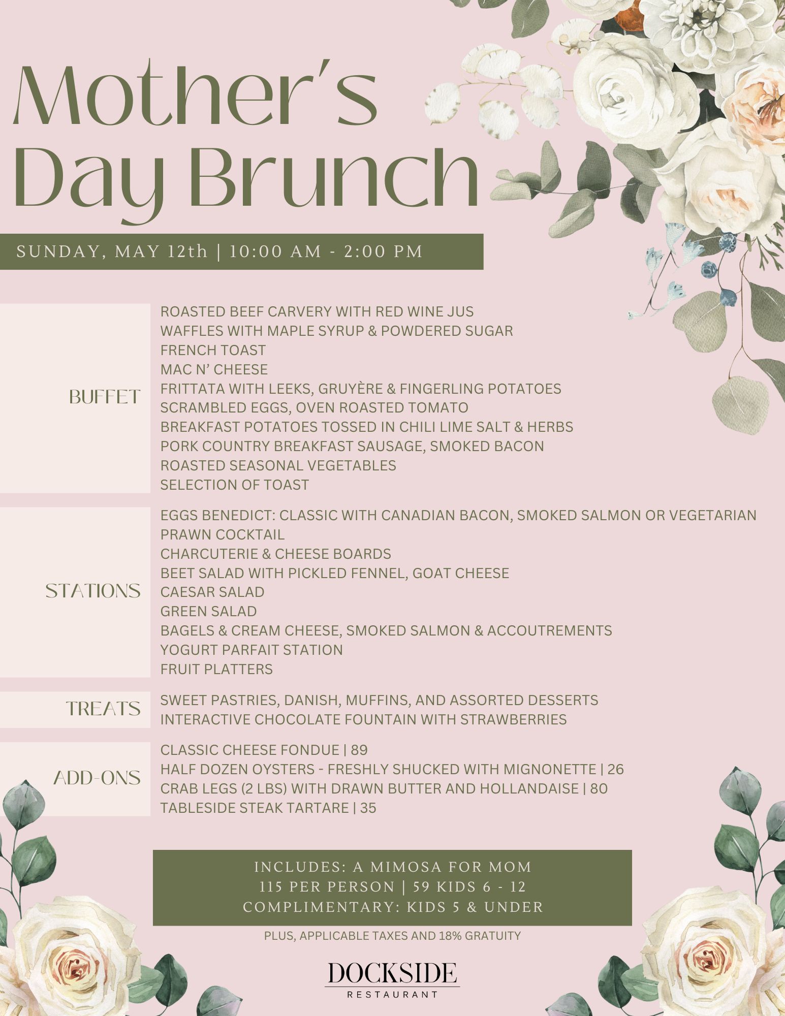 mother's day brunch buffet in vancouver menu