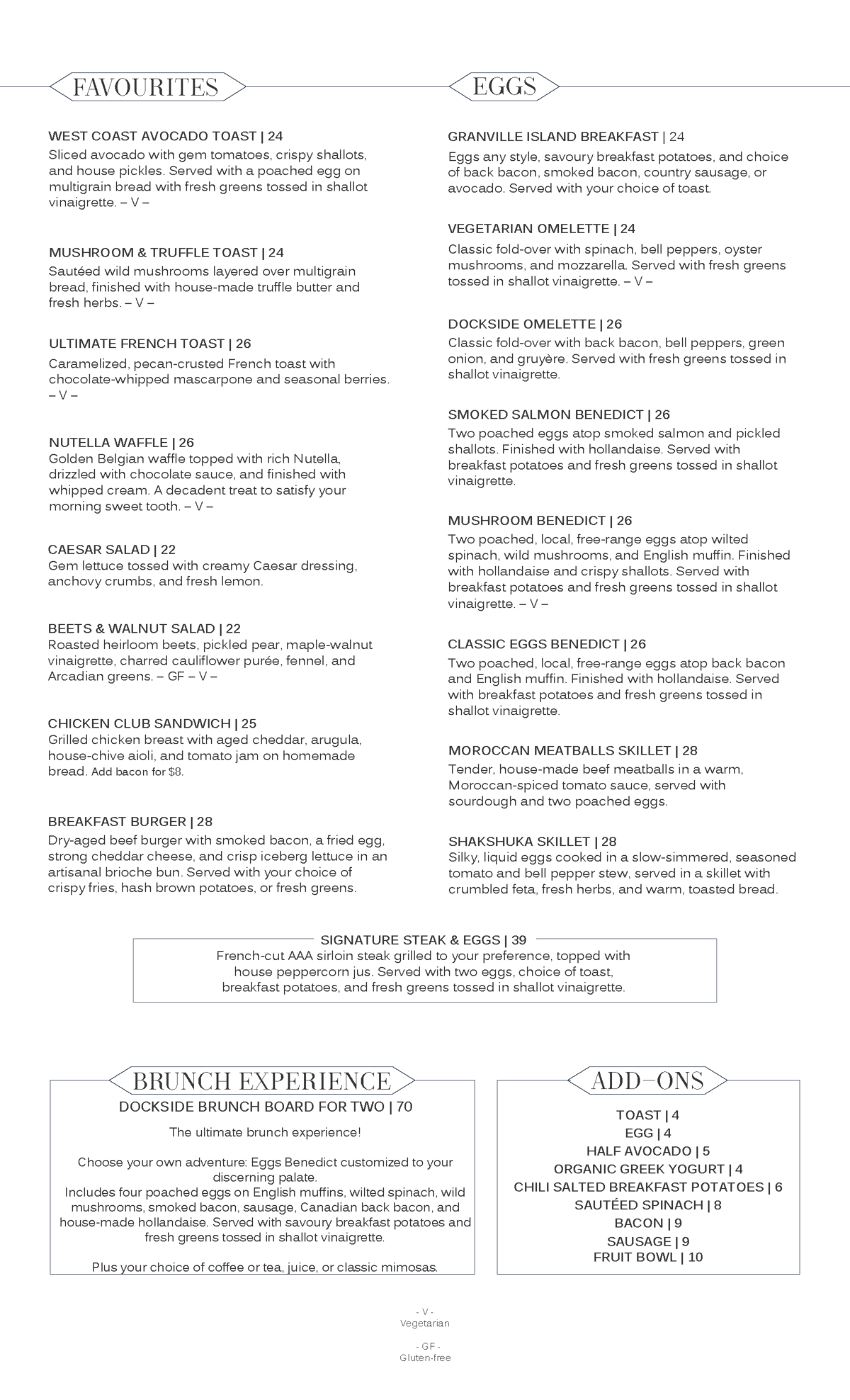 DOCKSIDE 2025 BRUNCH MENU