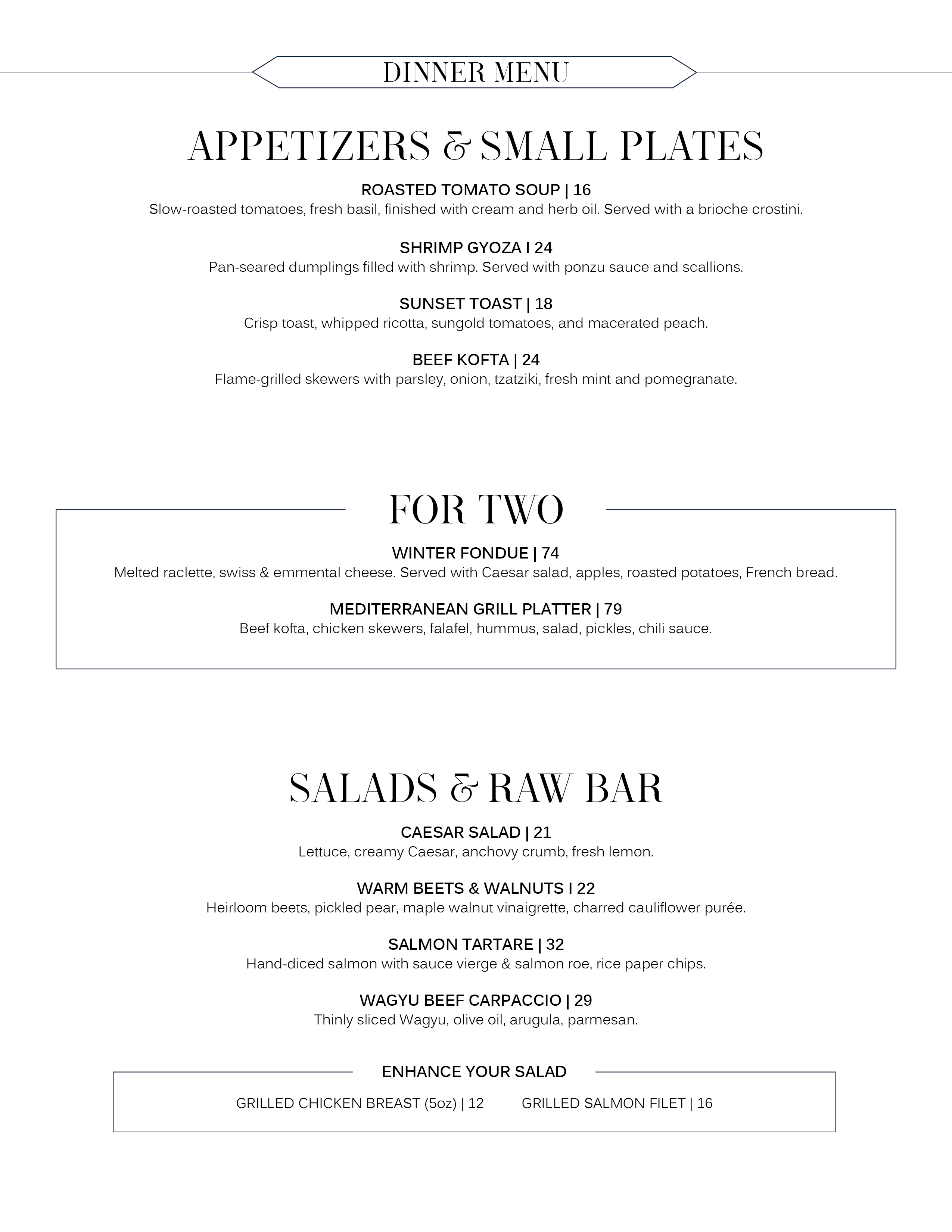 dinner menu vancouver